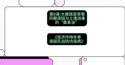 第8节：【大棚蔬菜草莓】闷棚清园与土壤消毒的&ldquo;桑拿浴&rdquo;，课程：《经济作物冬季清园&middot;实战防坑指南》#识农AI